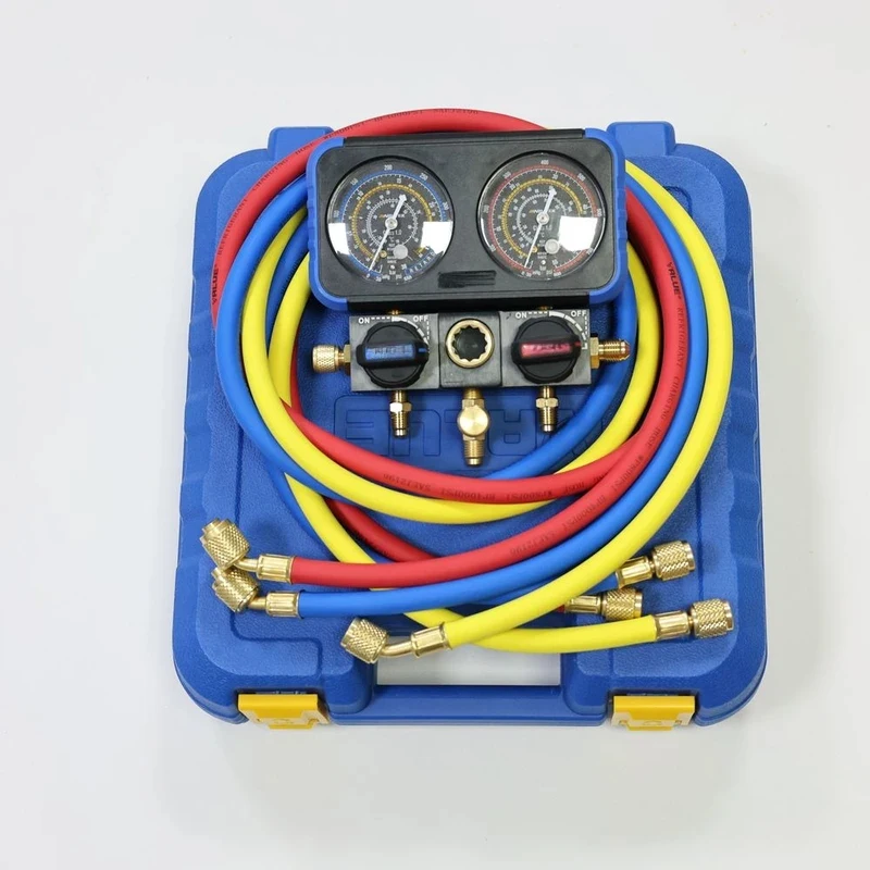 New Refrigerant Dual Valve R22 R410A R134A R407C VRM2-B-0401 HAVC Manifold Gauge Set for HVAC Tools Refrigeration Part
