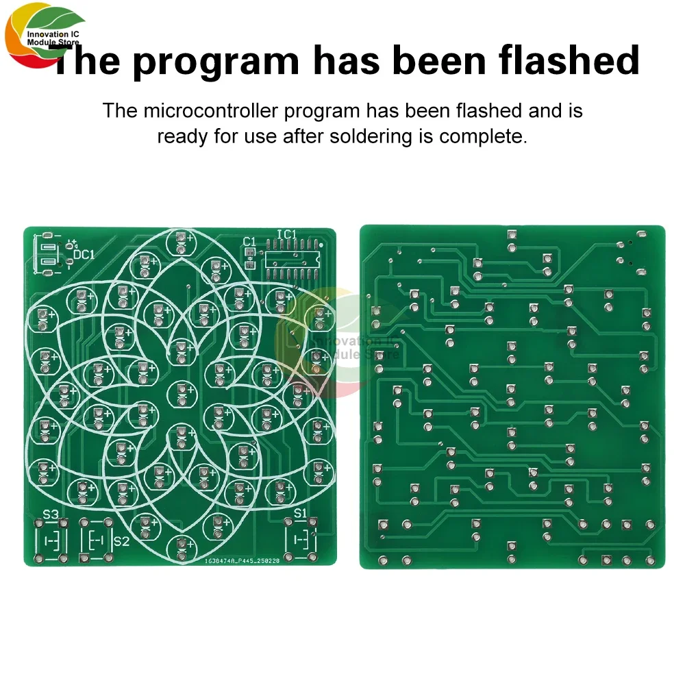 DC 4-5V Pattern Electronic Windmill 43LED Flow Light Kit Fun DIY Electronic Production Skills Training Parts Micro USB Interface