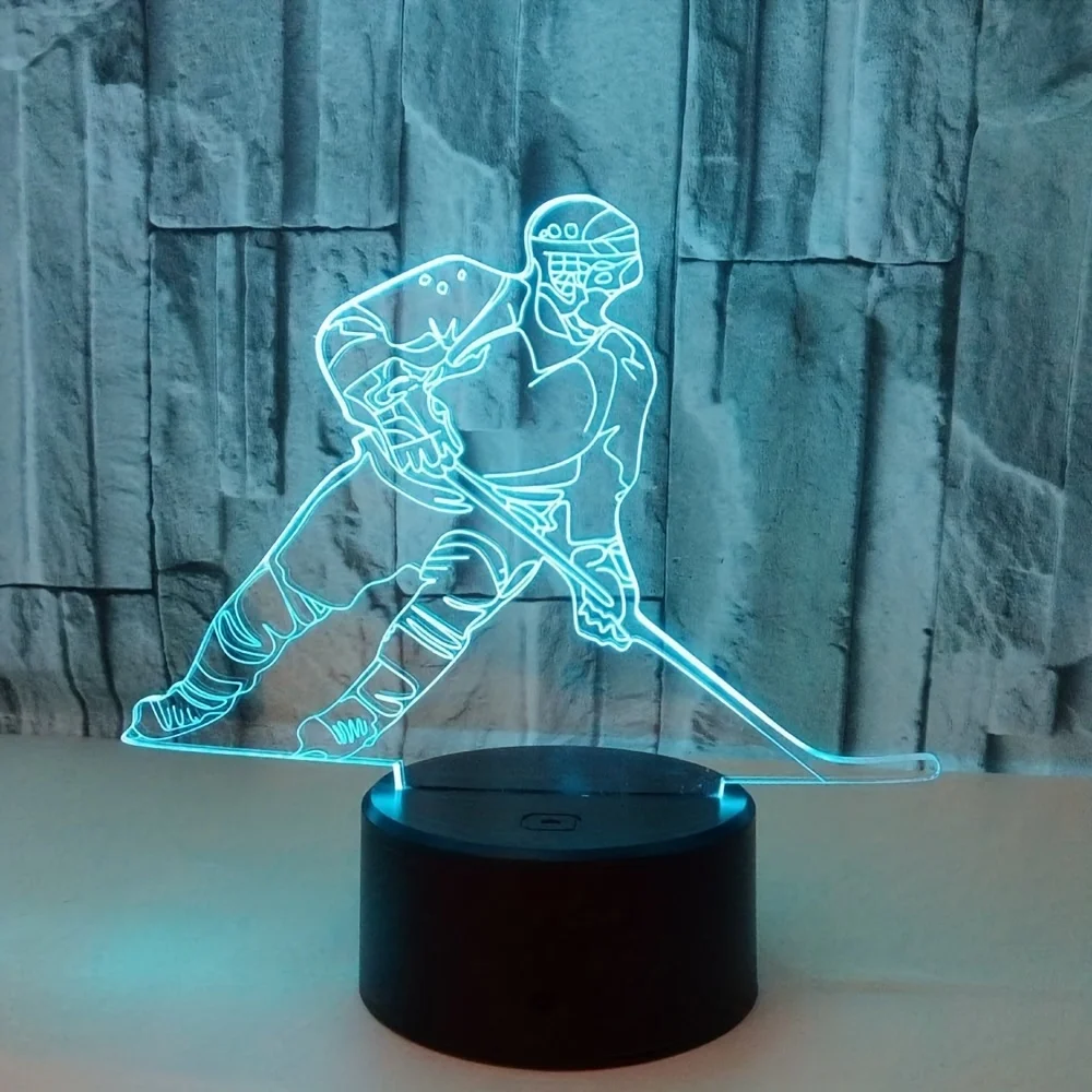 Imagem -02 - Hockey Player 3d Illusion Luz Controle Remoto Criativos Aniversário Presente de Natal Decoração do Quarto Cores 16 Cores Variações