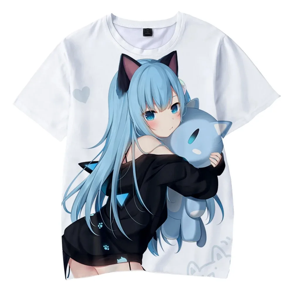 Mais recente camisa de manga mais recente manga bonito menina nekoha shizuku verão t-shirts o-pescoço moda 3d impressão adulto