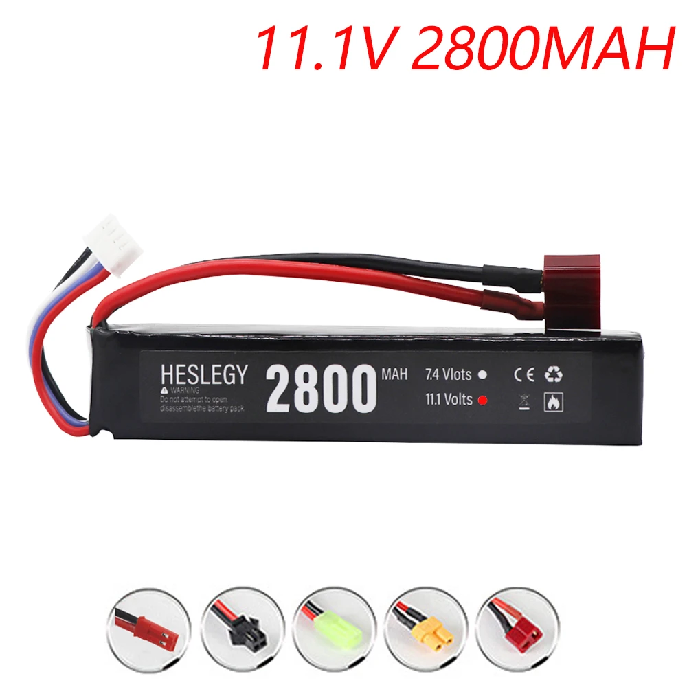 

Upgrade 2800mAh Water Guns 11.1V Lipo Battery 3S for AKKU Mini Airsoft BB Air Pistol Electric Toys Guns RC Parts 11.1V T PLUG