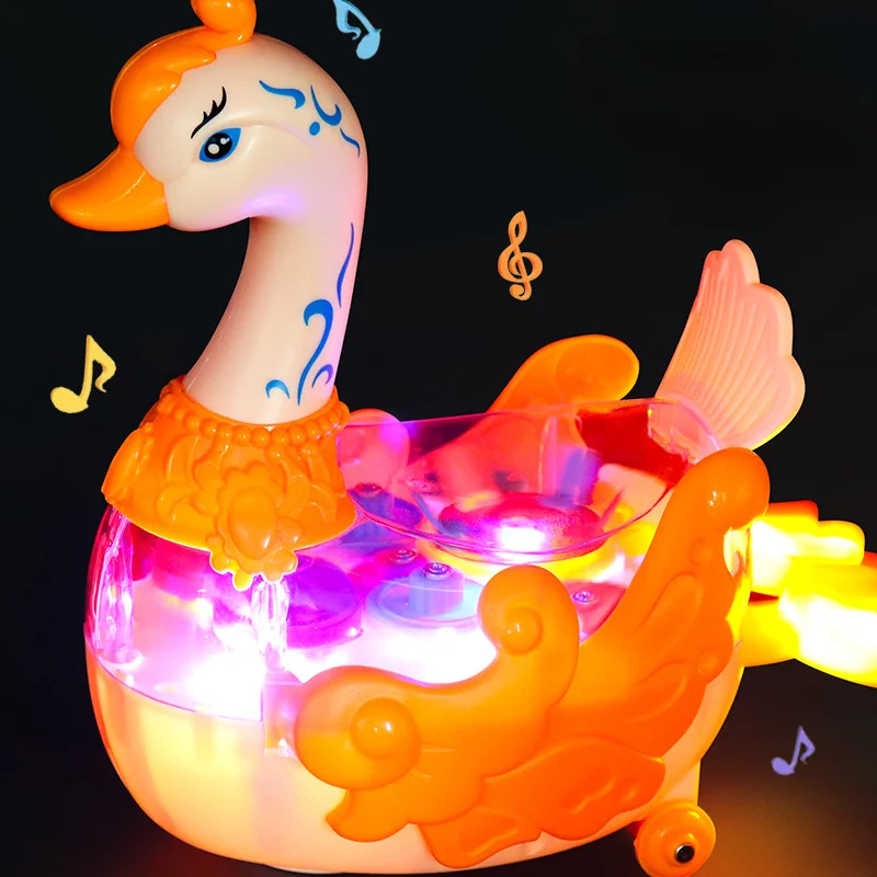Electric Transparent Gear Excavator Toy Car Music Lighting Dinosaur Robot Mermaid Swan Boys Girls Birthday Christmas Gift