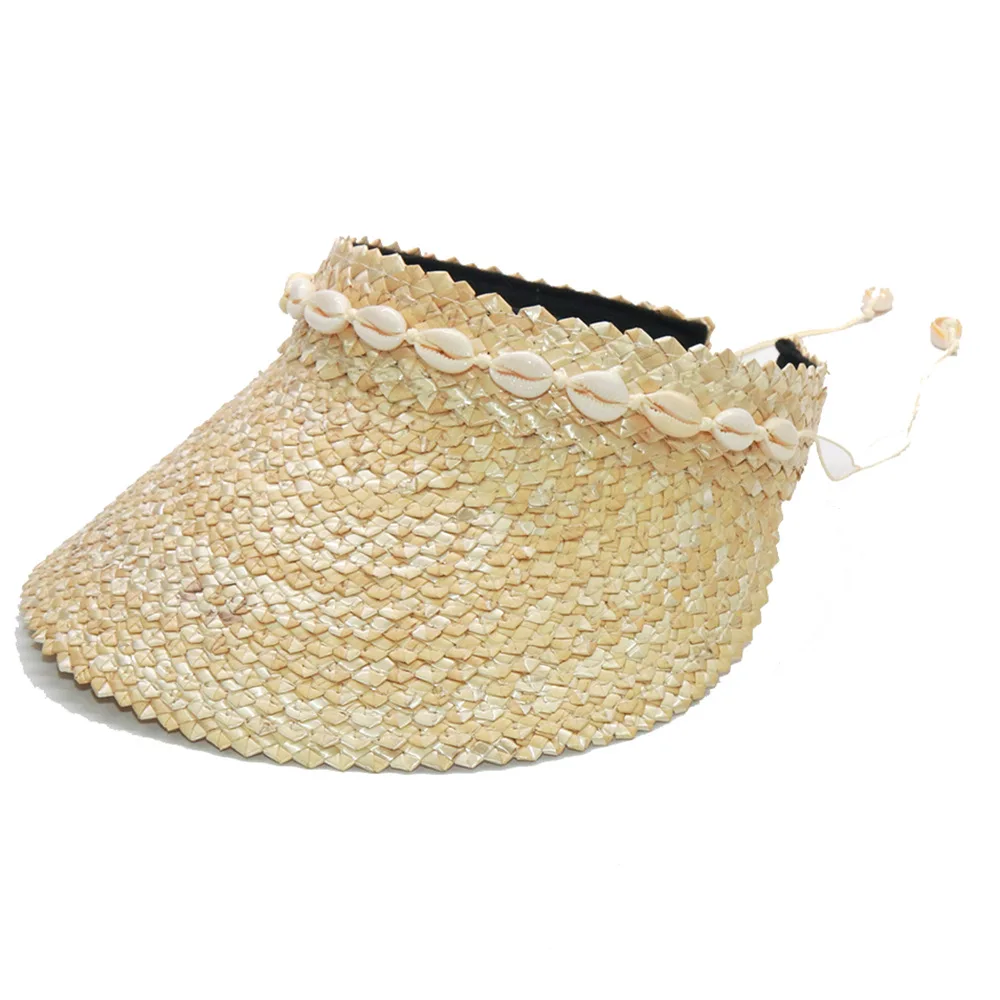 Women's Shell Visor Straw Hat Headband Elastic Stretch Sun Cap Beach Casual EU US
