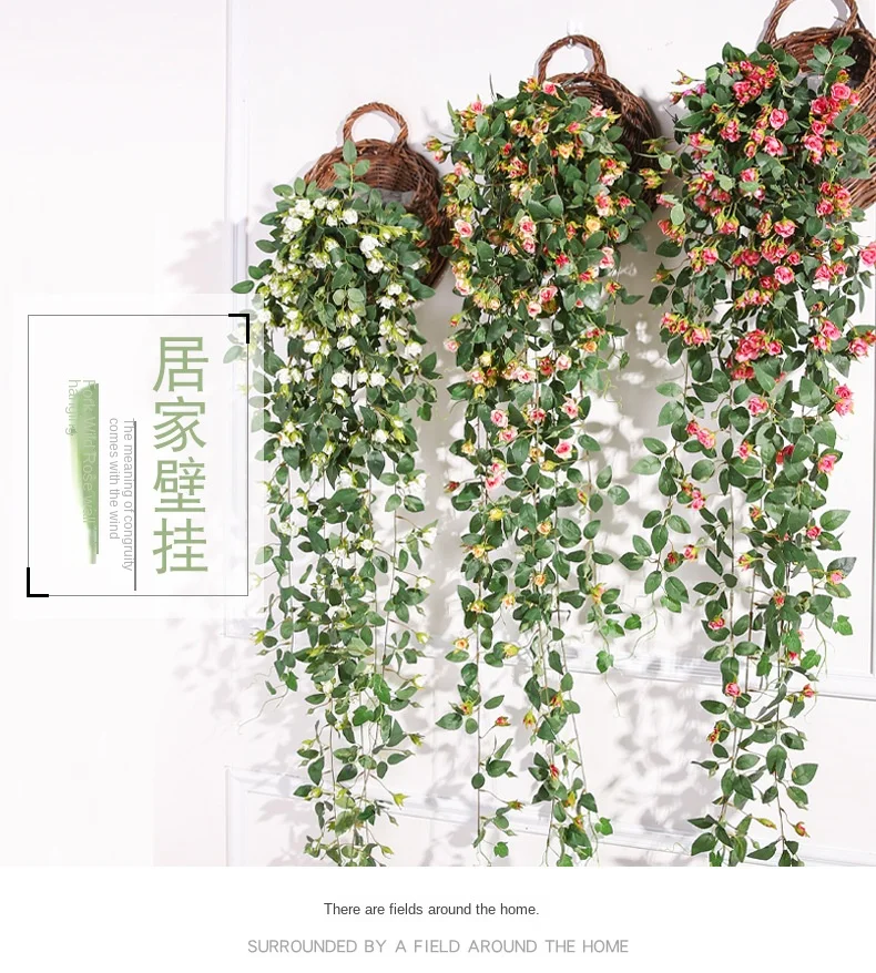 1.4M Artificial Rose Wall Hanging Outdoor Wedding Party Balcony Indoor Living Room Hotel Wall Ceiling Plant Decoration