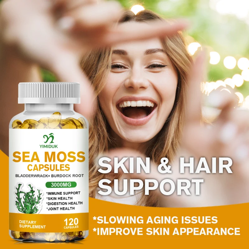 Organic Sea Moss Capsules, Irish Sea Moss, bladderwrack & Burdock Root