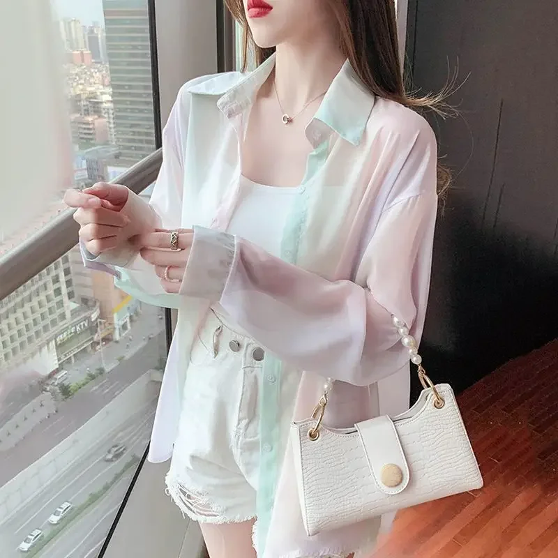 Chiffon Full Long Sleeve Shirts & Blouses for Women Summer Blouse Youthful Elegant Woman Top Clothes High Quality Xl Streetwear