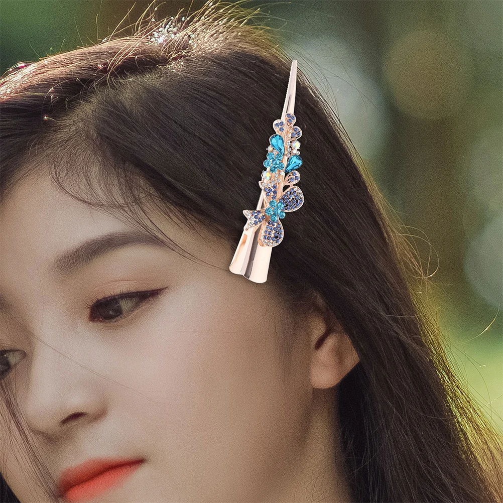 

2Pcs Hair Clips Large Rhinestone Bow Decorative Non Slip Alligator Hairpins Duck Bill Barrettes Hair Styling Elegant Accessories