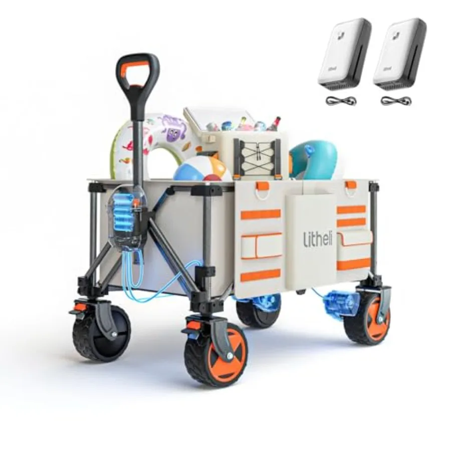 Electric Utility Wagon Cart, 150L Capacity, 450 lbs Load, Foldable Heavy-Duty Design with All-Terrain Wheels, Variable Speed Dr