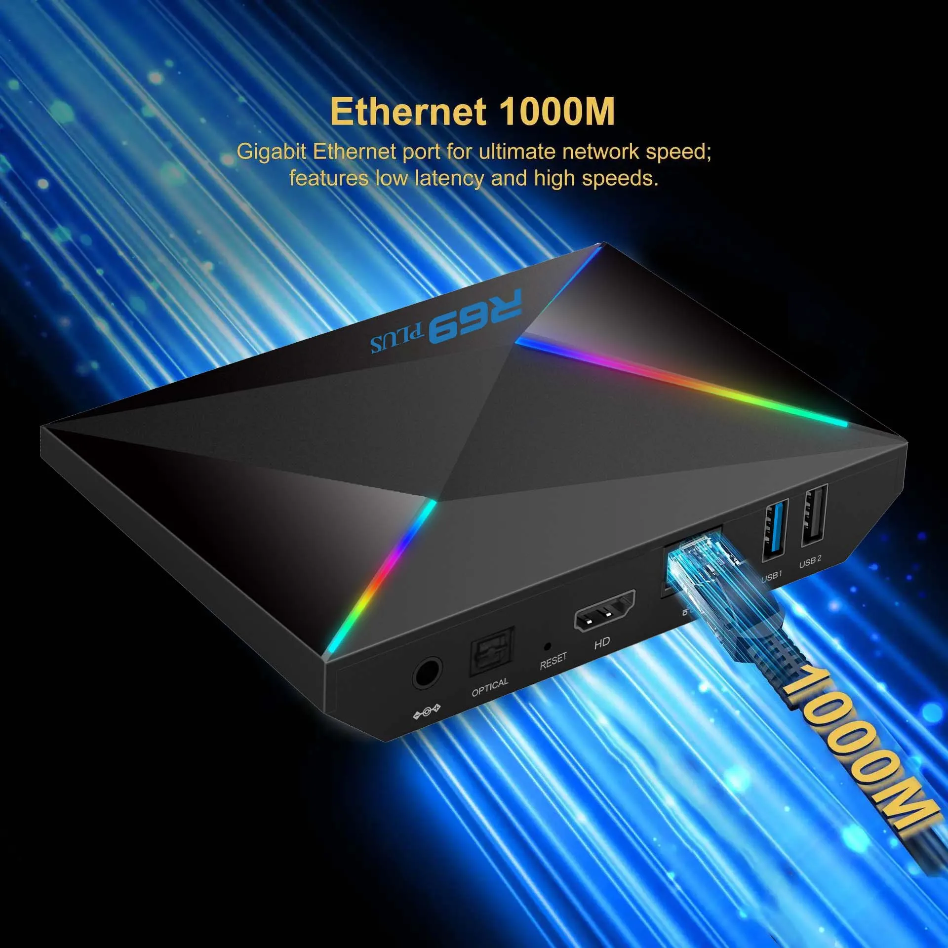 Decodificador inteligente Android 14 Allwinner H728 Octa Core Wifi6 1000M Lan 2.4G y 5G Wifi TV Stick Reproductor multimedia multilingüe R69 Plus