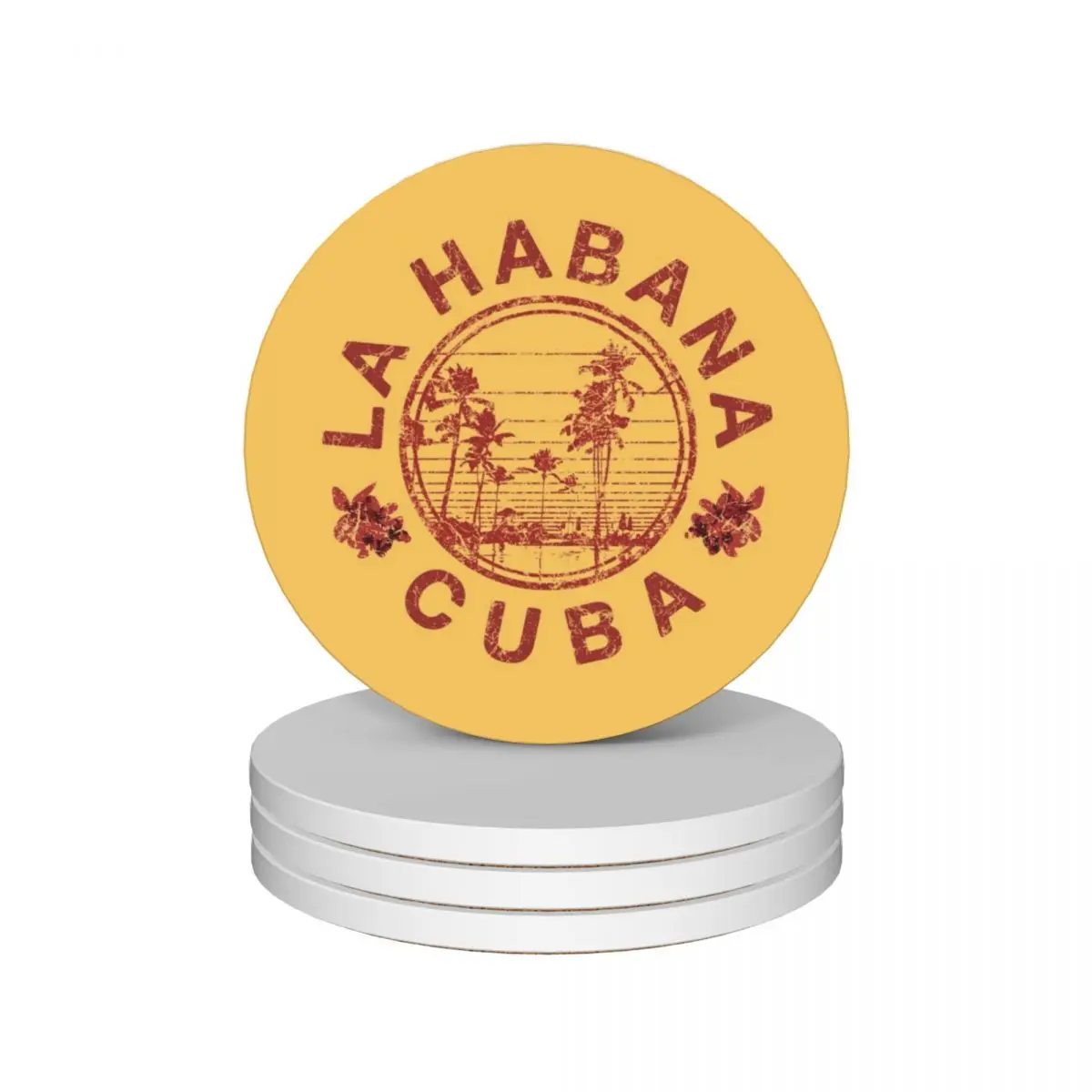 

Havana Cuba La Habana Vintage Sunset Retro Cuban Ceramic Coasters (Set of 4) anti slip animal cup pads Coasters