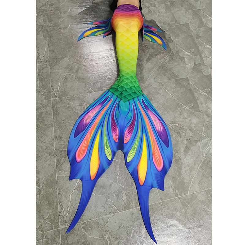 Great Quality Unisex Mermaid Tail Swimsuit Colourful Plus Size Mermaid Skin Costume with Bikini Costume Fitness Swimwear Fin