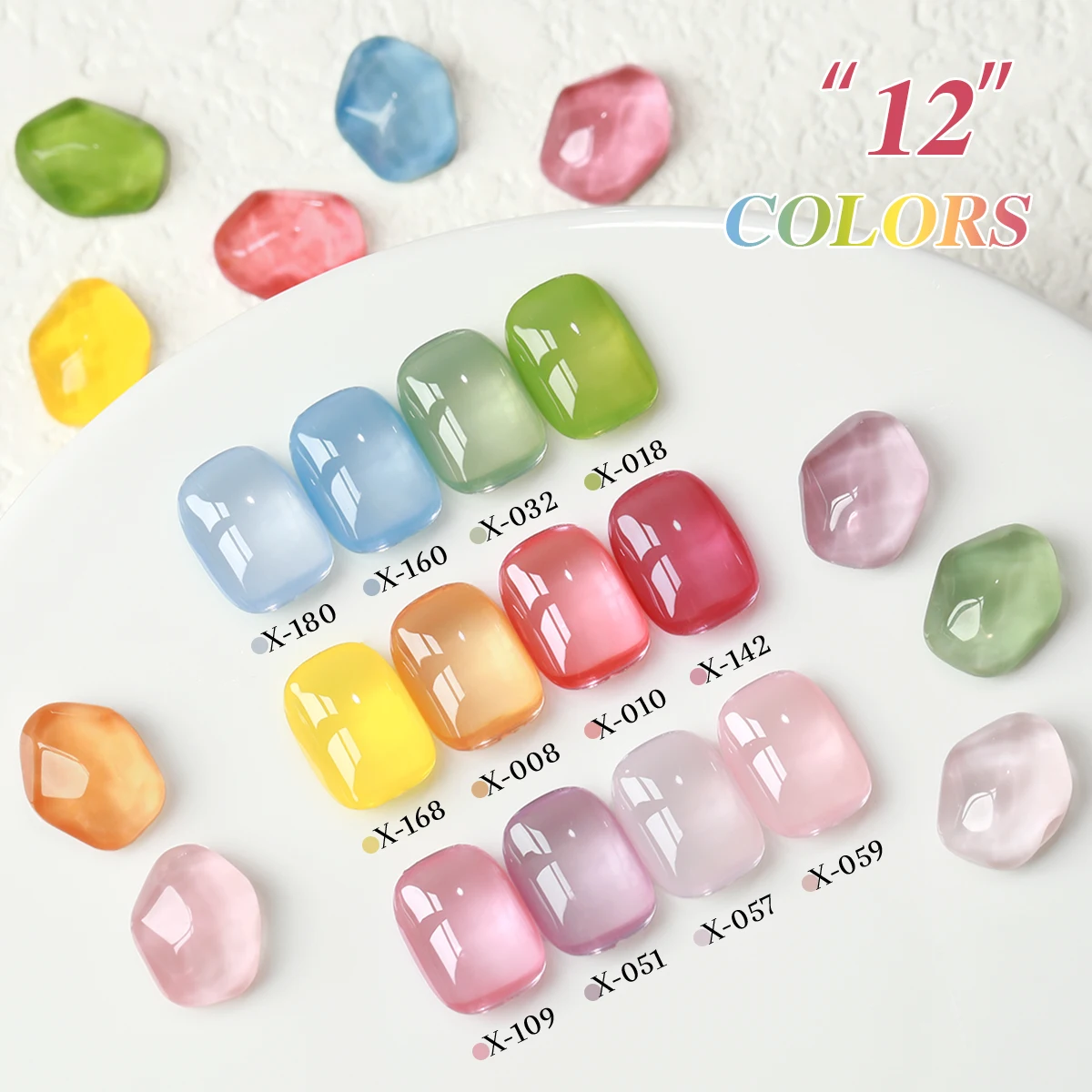 XEIJAYI ผลไม้สีน้ําตาล 12 ชิ้น/เซ็ต-Candy สีเล็บ,ความอิ่มตัวสูงน้ําผลไม้, easy DIY สไตล์หวานและเย็น