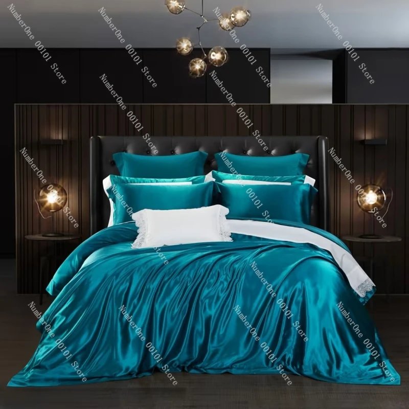 100% Mulberry Silk Bedding Set Luxury 25Momme 6A Silk Bedsheet Set Solid King Queen Size  with Duvet Cover Bed Sheet Pillowcase