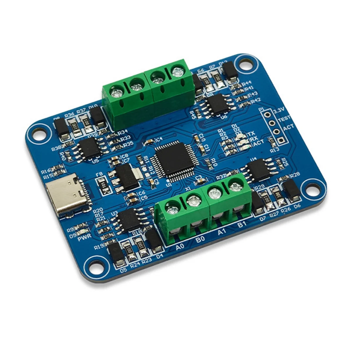 FZFZ USB to 4-Way RS485 Communication Module CH344Q Half-Duplex Signal Transmission with Indicator Light for Scanner Printer