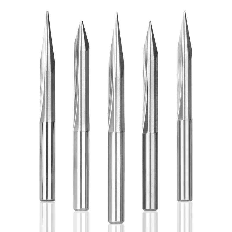 Fräser 4mm Schaft 2 Flöte Gerade V Bits 15/20/25/30 Grad V Form Gravur Bits Spitze 0,3-1,0mm CNC Carving Cutter – Detail 9