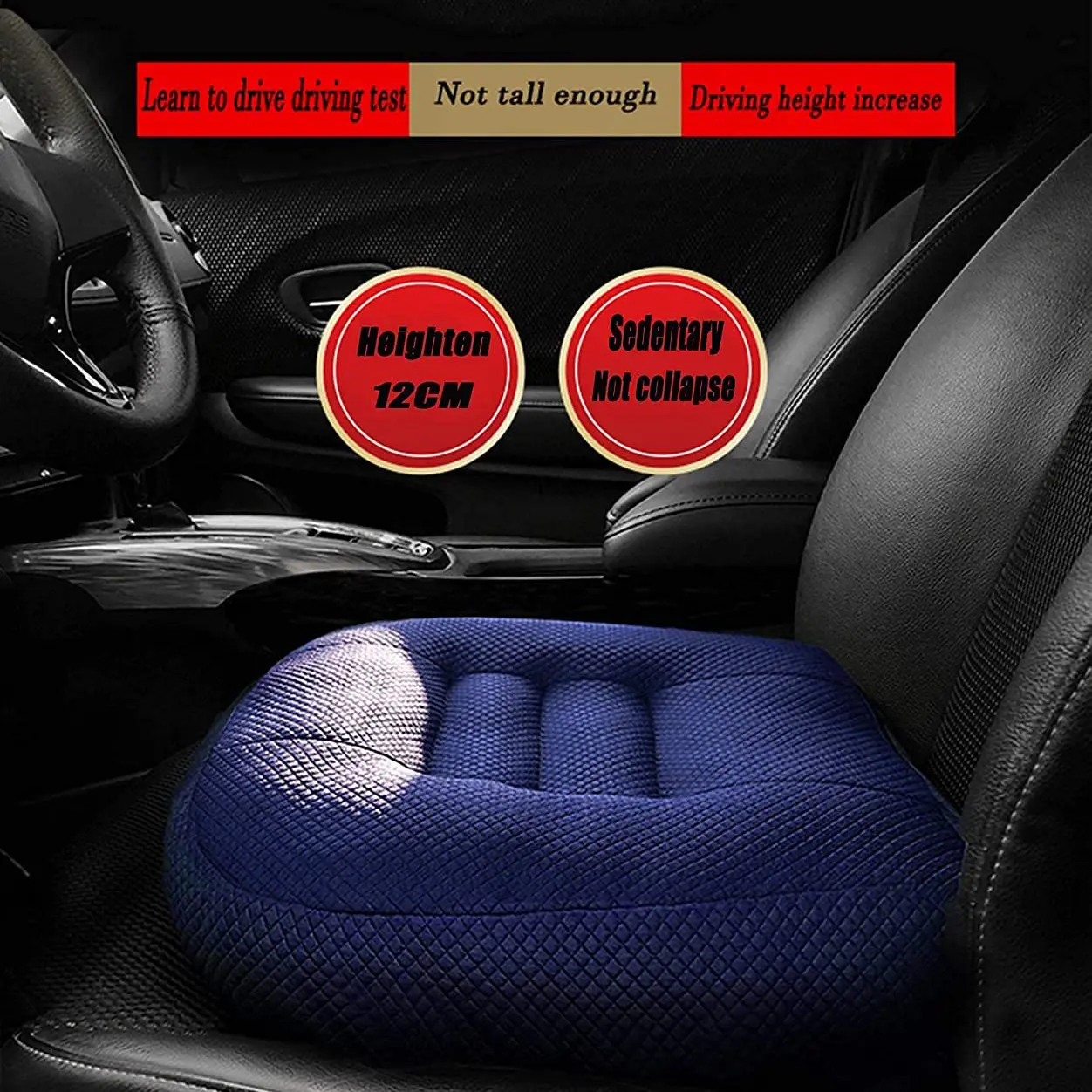 Car Driving Seats Cushion Dwarf Driver Thickening Booster Cushion Heightened Office Chair Cushion for Cars Trucks Blue