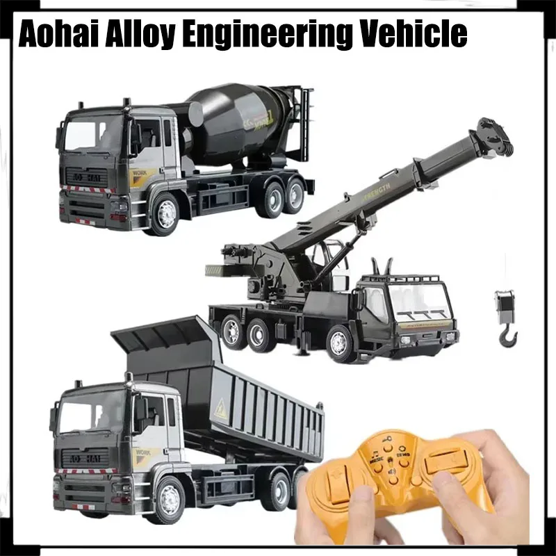 Rc Alloy Engineering Vehicle Steering Wheel Remote Control Dump Truck Crane Mixer Excavator Lift Truck Outdoor Toy Birthday Gift