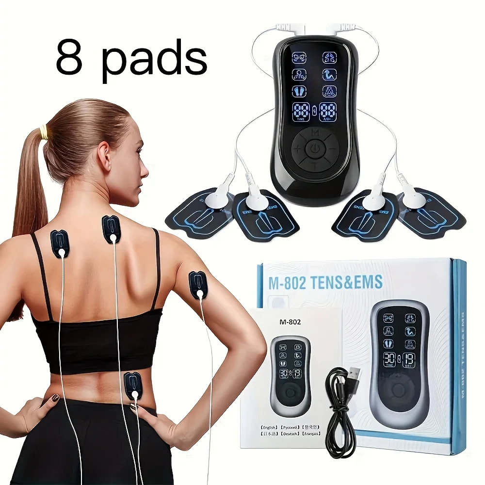 [USB Rechargeable Massager] Muscle Massager with 8 Electrodes, Tens Unit, Suitable for Full-Body and Muscle Relaxation, Portable Design, Ideal Gift for Family and Friends!