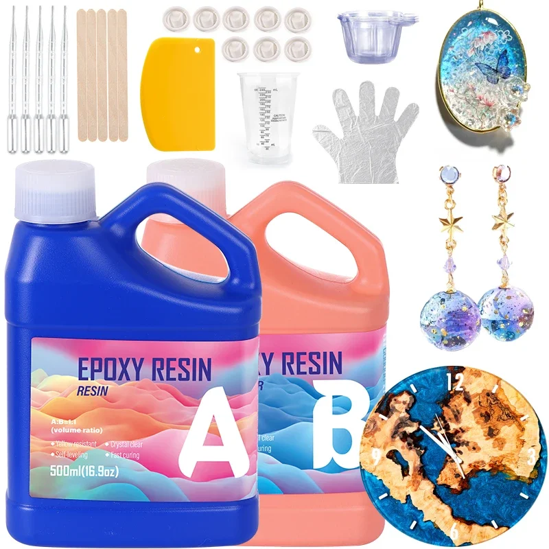 

Набор для легкого смешивания эпоксидной смолы: кристально прозрачная, без пузырьков, не желтеет, УФ-стойкая, для поделок и изготовления украшений