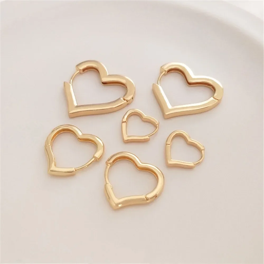 

Heart-shaped earclasp 14K gold peach beloved heart-shaped earring French earhook net red fashion diy earring