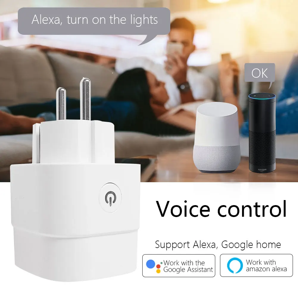 CBE WiFi สมาร์ทซ็อกเก็ต16A EU Plug Tuya Smart Life APP ทำงานร่วมกับ Alexa Google Home Smart-Home automation EU UK US Plug