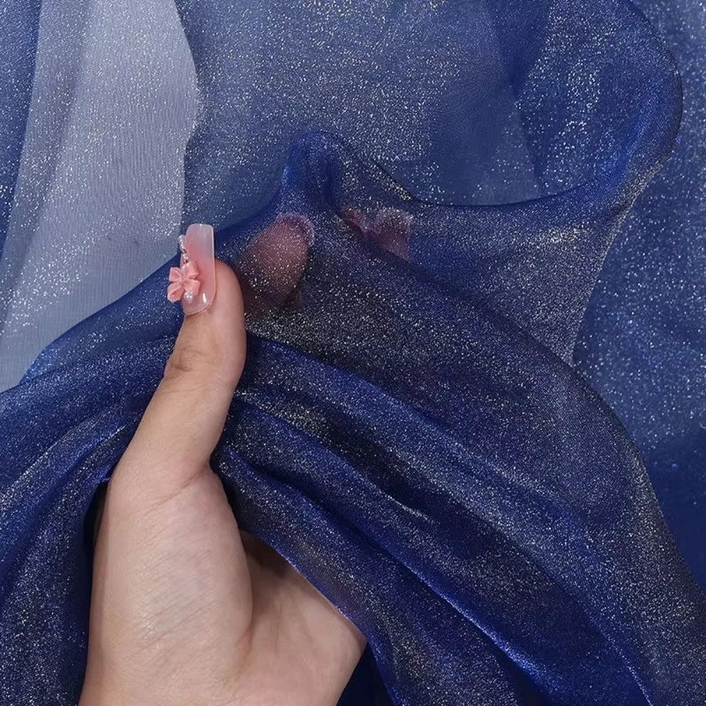 100*140 سنتيمتر بريق الأورجانزا النسيج لينة لامعة تول النسيج اليدوية DIY بها بنفسك المواد الفلورسنت الأورجانزا الأقمشة مرحلة الزفاف ديكور #3