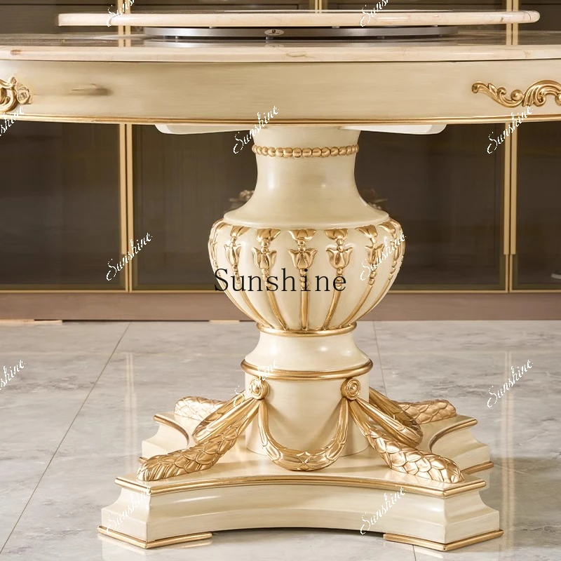 복고풍의 작은 프랑스 가구 대리석 원형 식탁과 의자 조합 FT