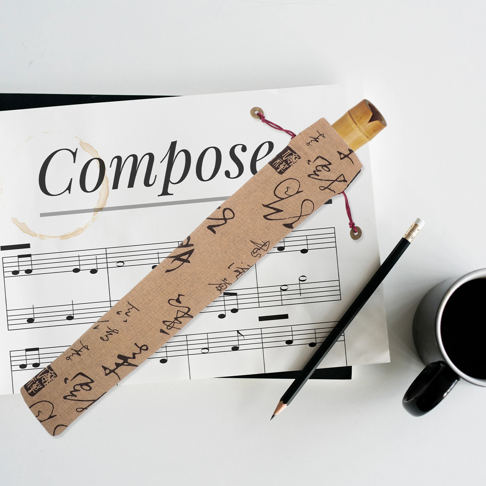 

2pcs Cotton Linen Flute Bag For Bamboo Flute Storage Pouch Thickened Durable Wind Instrument Holder Simple Design