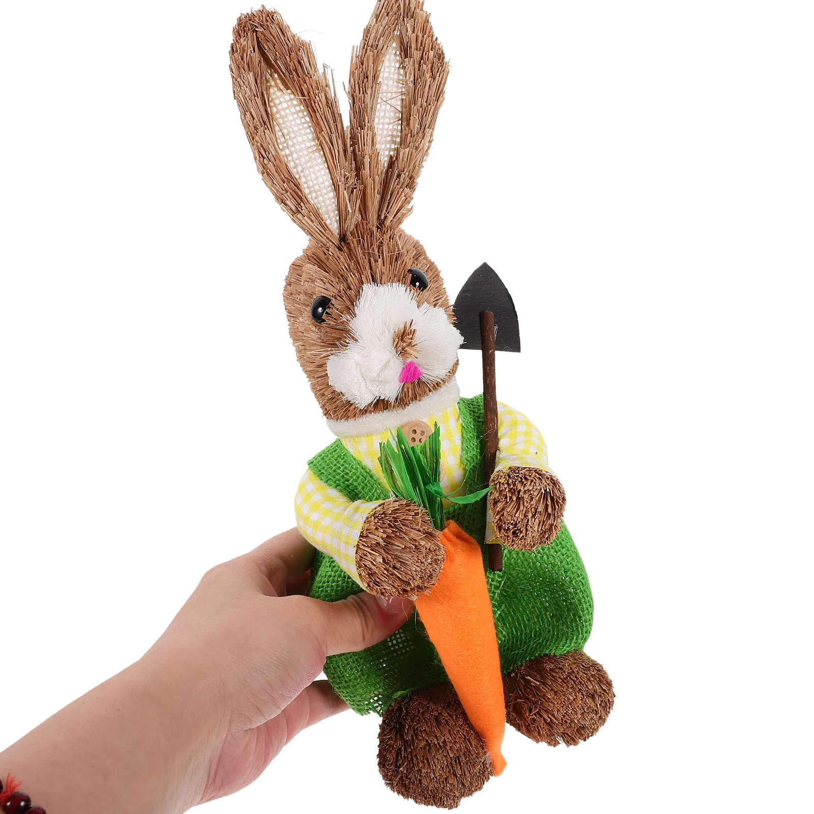 

Straw Woven Rabbit Easter Bunny Sculpture Lightweight Rustic Desktop Decor Natural Handcrafted Bunny Ornament for Home Office