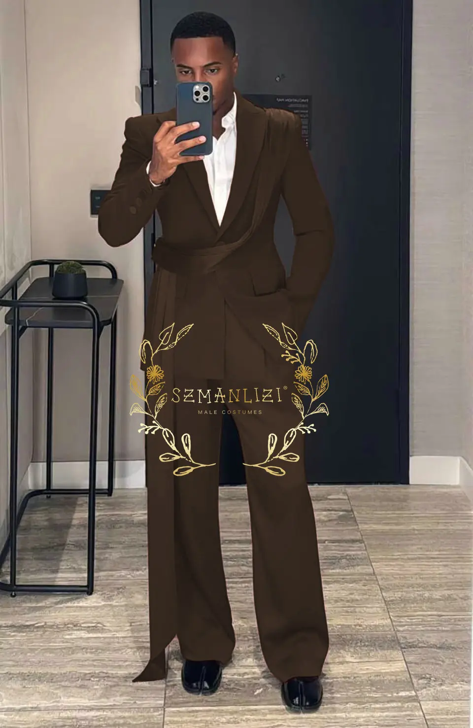 NONE Men's Burgundy 2-Piece Suit 3