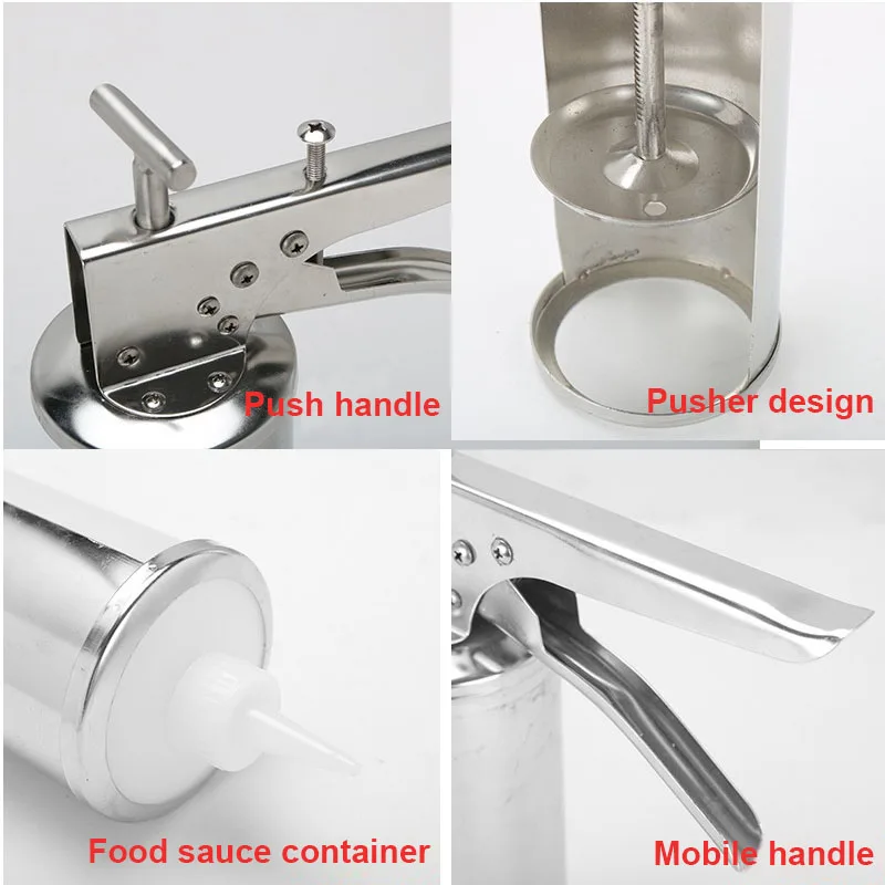 Stainless steel Burger Sauce Gun Salad Dressing Dispenser 10g 20g Hamburger Jam Filler Bottle Squeezer Burgers Shop Equipment