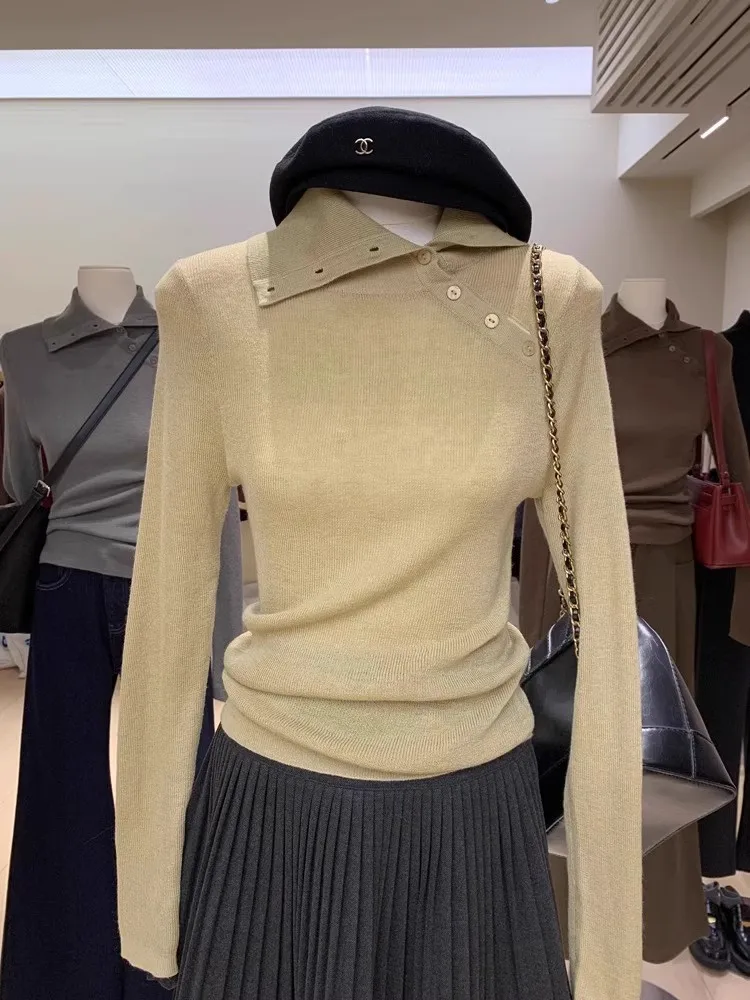 

Потрясающий женский шерстяной вязаный свитер Ne Base irt Slim Fit, внутренняя одежда, осень-зима, Sweet Sle Long Sve Regula...