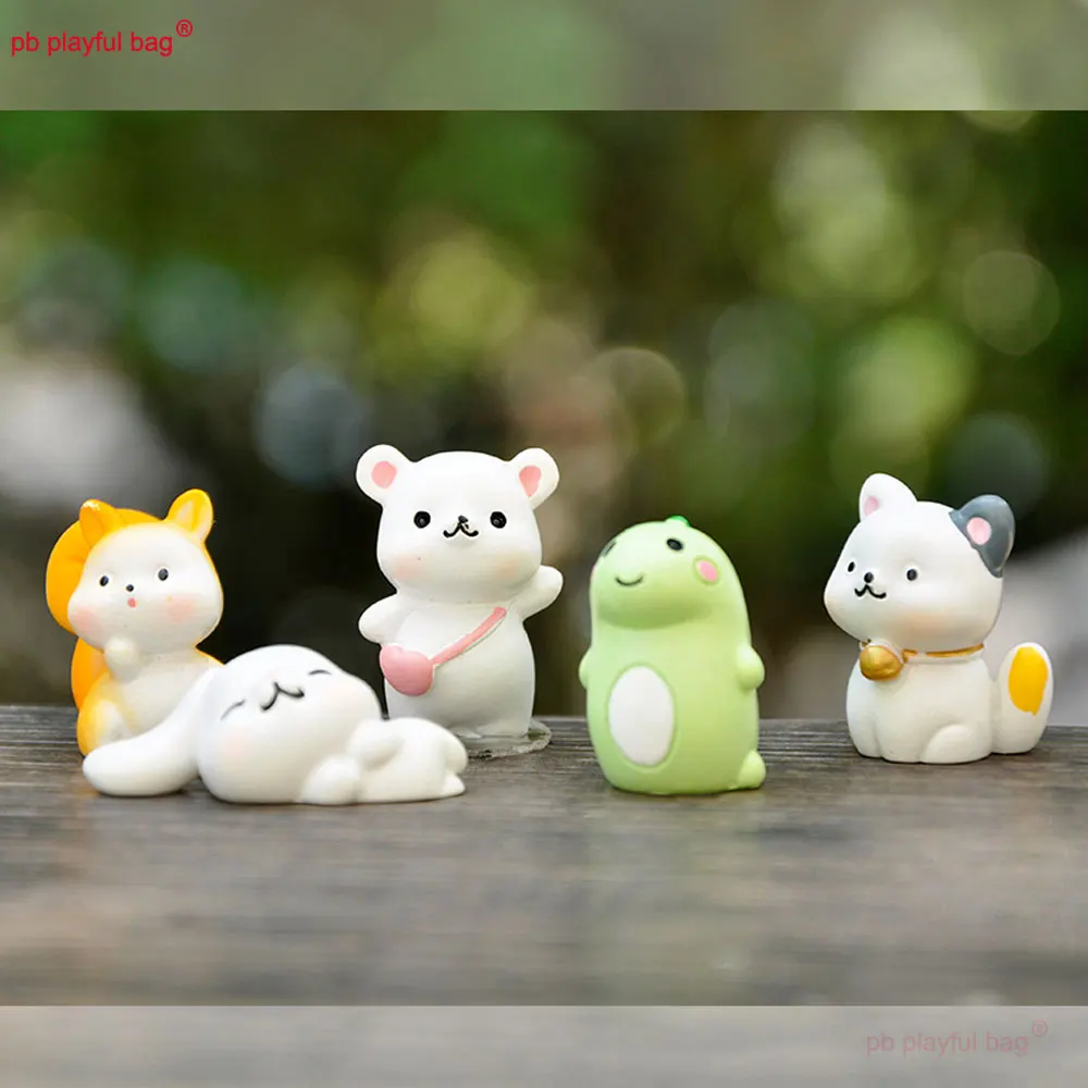 Mini figurine en résine de dessin animé pour enfants, ornements d'animaux, SLaura, jouet modèle de simulation, chat, ours, lapin, dinosaure, cadeau mignon, ZG278