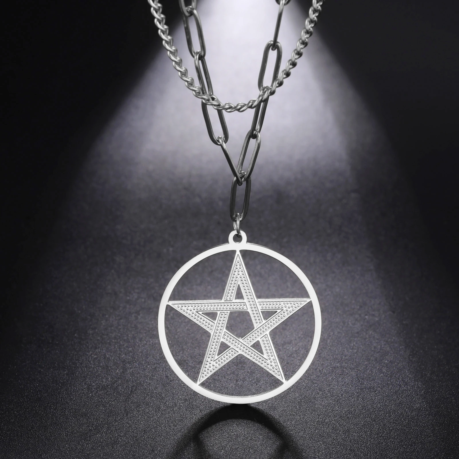 Hollow Star Pendant Necklace Simple Stainless Steel Double Layer Necklace  Fashion Women\'s Jewelry for Birthday Gift