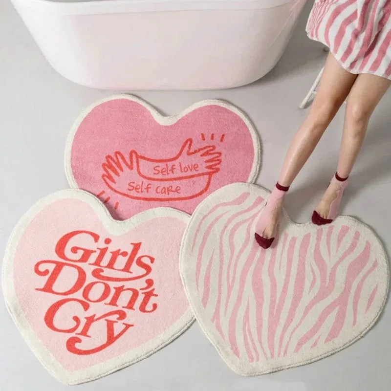 Home Decoration Irregular Heart-shaped Cute Pink Floor Mat Bedroom Rugs  Plush Carpet Fluffy Soft Lounge Rug Living Room Mat