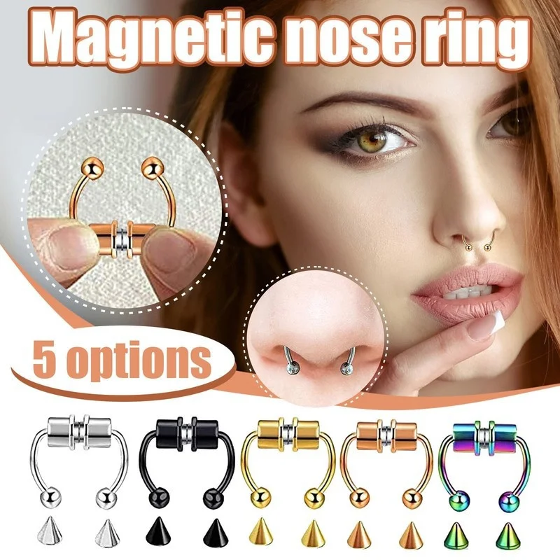 Magnetische Hoefijzer Neus Ringen 316L Rvs Faux Septum Ringen Nep Piercing Clip Op Neus Hoop Ringen Gift Voor Vrouwen meisje