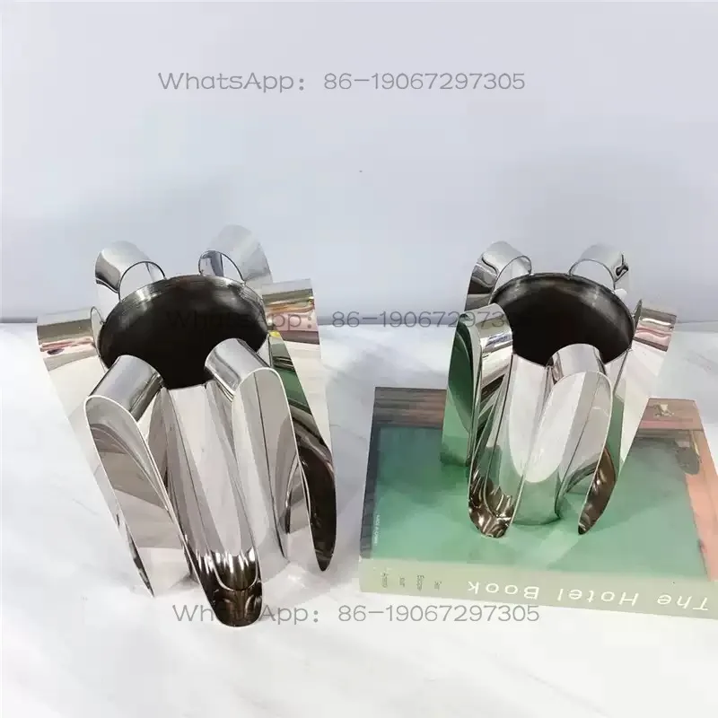 Modern Simple European Silver Metal Skirt Flower Ware Vase Ornament Model Room