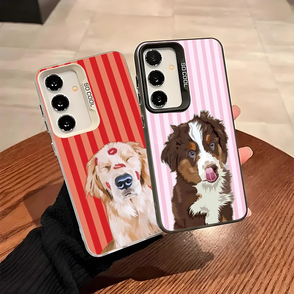 Cute Cartoon Dog Phone Case for Samsung Galaxy A13 A14 A23 A02S A03 A05 A05S A52 A54 5G Grey Silvery Cover Shockproof Fundas Bag