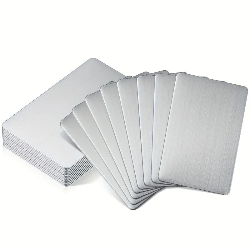 10Pcs Stainless Steel Metal Business Card Size 86*54mm Blank Laser Engraving Cards Special Logo Printing Matte Brushed Finishing