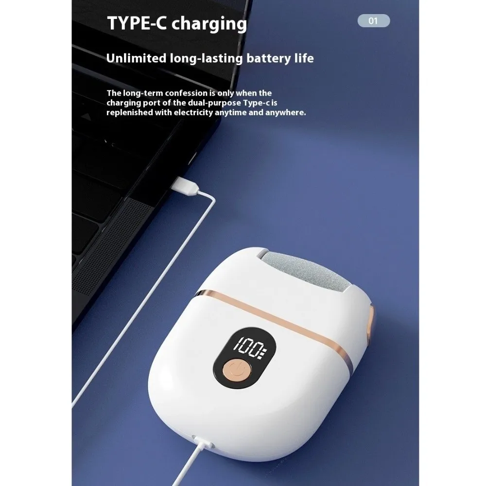 デジタルディスプレイ電動フットグラインダー足ケア充電式角質除去フットスクラバーフットファイル角質トリマー