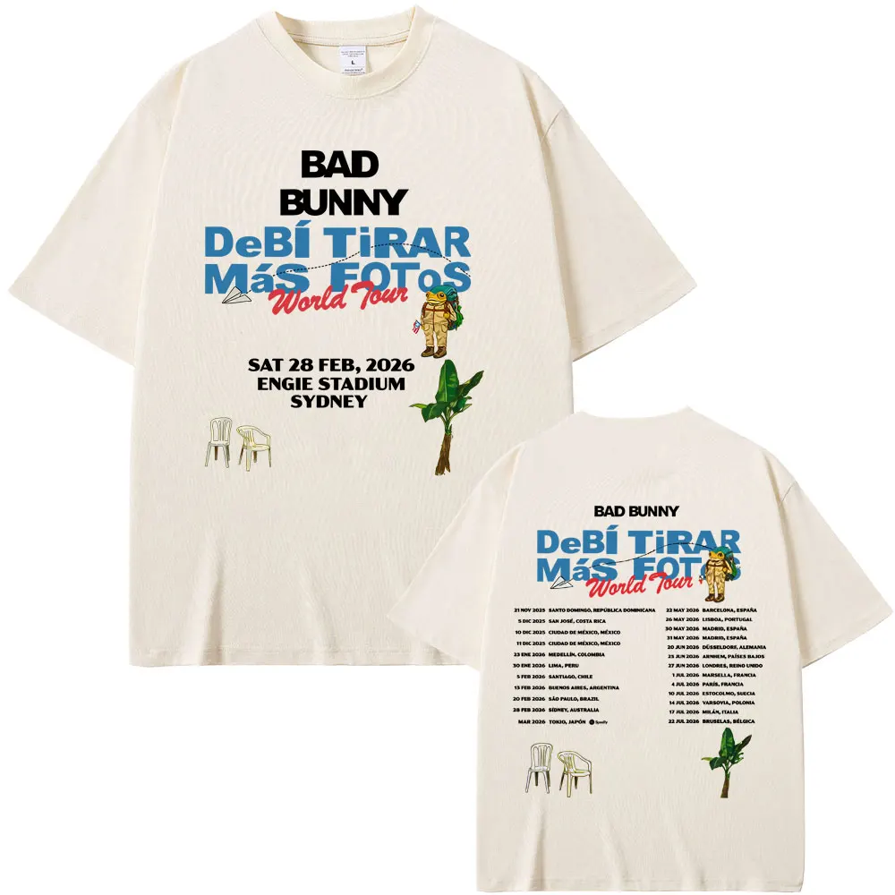 

Rapper Bad Bunny DeBi TiRAR MaS FOToS DTMF World Tour T-shirts Funny Frog Meme T-shirt Men Hip Hop Vintage Oversized T Shirts