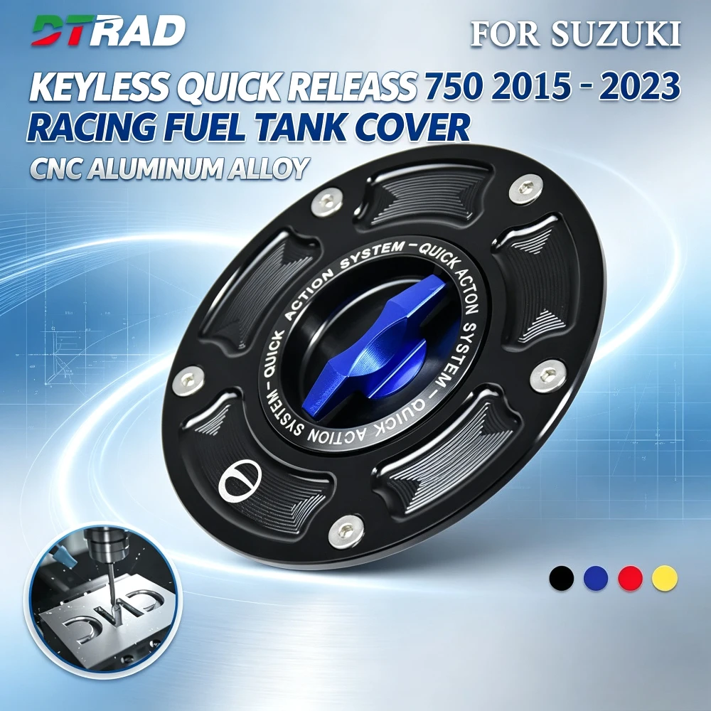 Keyless Quick Release Racing Fuel Tank Cover For SUZUKI GSX-S 750 2015 - 2023 GSX S750 GSXS750 Accessories CNC Aluminum Alloy