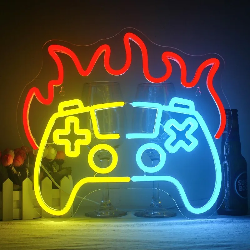 

Gamepad Neon Game Wall Decoration Dimmable USB-powered LED Acrylic Neon for Teenage Boys Children's Room Decoration 32x35cm