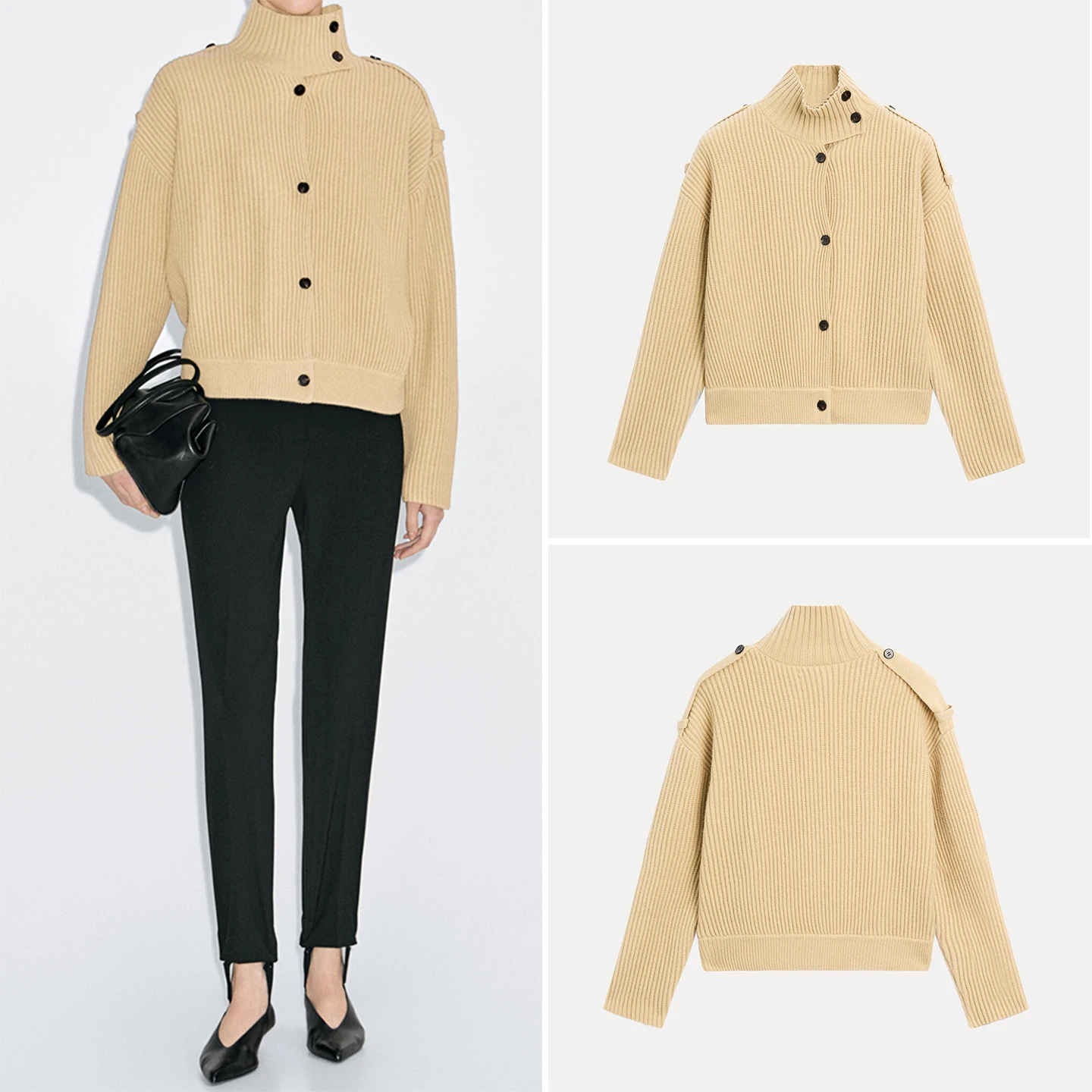 

Модный вязаный свитер с высоким воротником, европейский стиль, свободный крой, длинный рукав, осенняя новинка для девушек