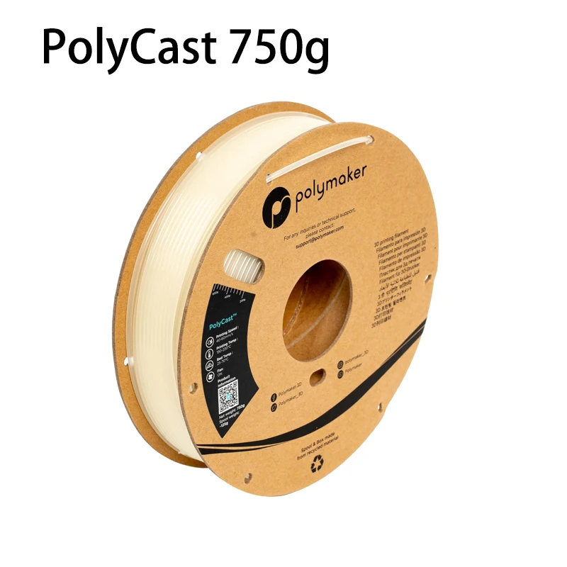 Polymaker PolyCast Filament 1.75mm for Investment Casting 0.75kg, 3D Printing Filament for Lost Wax Investment Casting