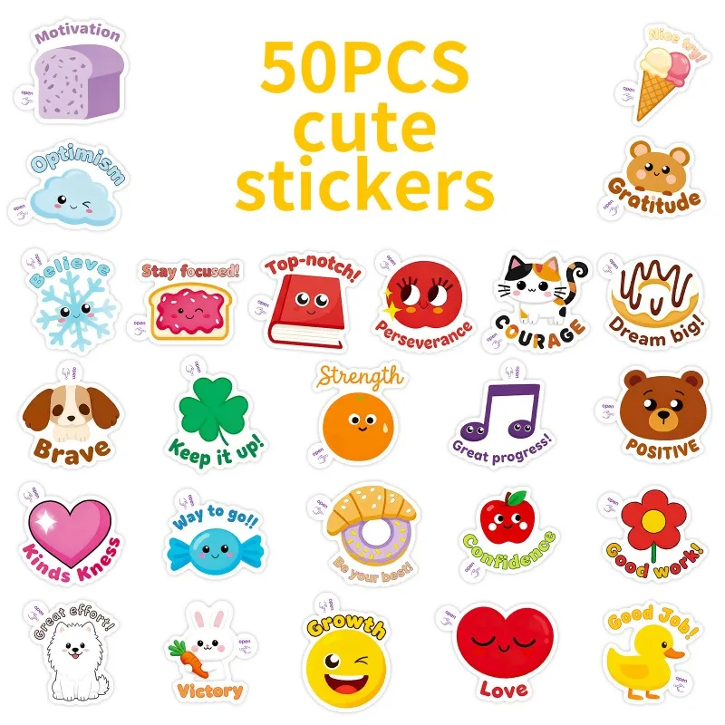 สติกเกอร์ตกแต่งลายการ์ตูนสัตว์เลี้ยงแบบสร้างสรรค์ 50 ชิ้น