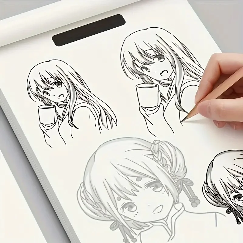 1pc Anime Character Line Art Drawing Book for Beginners - 48 Pages of Simple Hand-Drawn Outlines for Tracing & Practice Painting