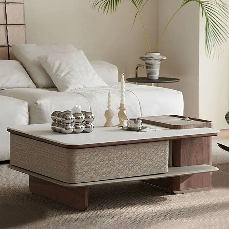 

Multifunctional light luxury microcrystalline stone lifting small apartment advanced living room coffee table