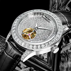 2024 New Haemmer jacob Diamond Face Tourbillon Mechanical Men's Watch Men's Genuine Leather Luminous Waterproof Mechanical W