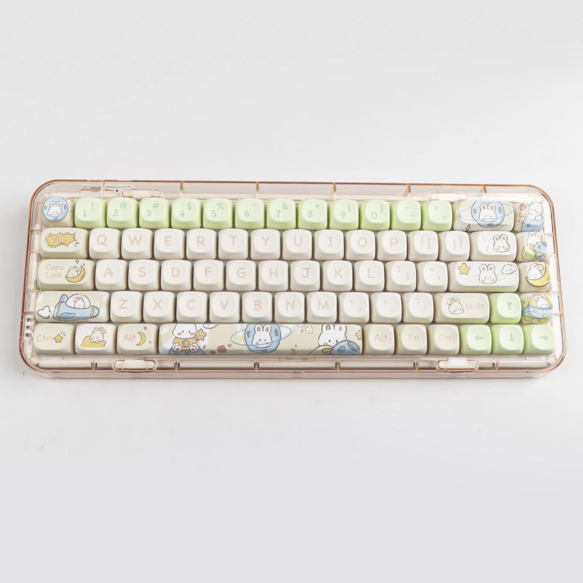 

Space Rabbit Keycap Milk Powder Color Cute MOA High Block Heat sublimation Ningzhi 68 75 98 S99 104